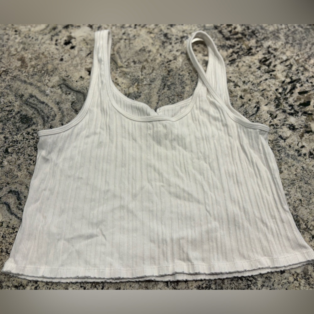 Aerie White Ribbed Womens crop top L Large - Picture 4 of 6